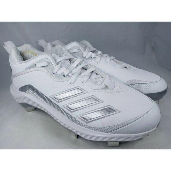 Adidas White Metal Baseball Cleats Icon 6 Bounce White/Silver Men\'s Size‎ 7 New. main image 10